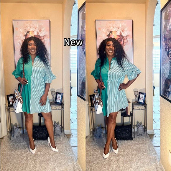 SHEIN Dresses & Skirts - SHEIN Green and White Mini Dress